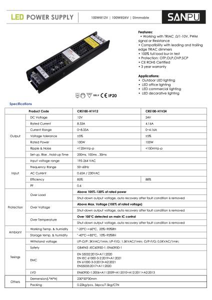 Led Treiber 24Volt 100 Watt,Dimmbar, 2984